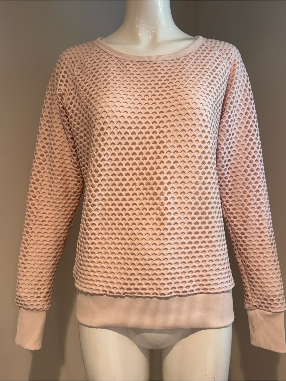 Lorna Jane Active Pink Mesh Sweatshirt Size S Long Sleeve Athleisure Top